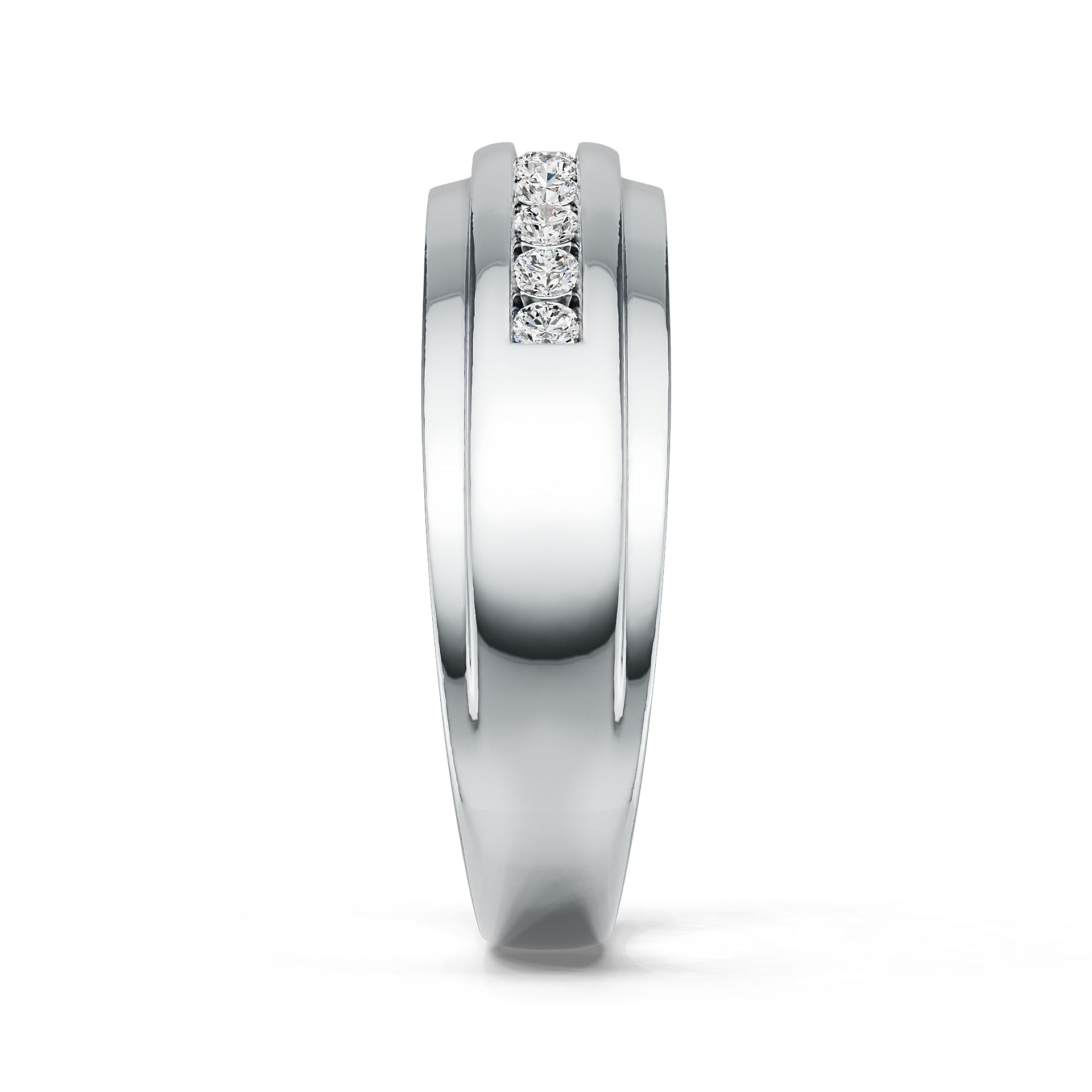 18K Gold Band Ring with or Moissanite Half-Eternity Band Channel Bezel Diamond Accent DHJ