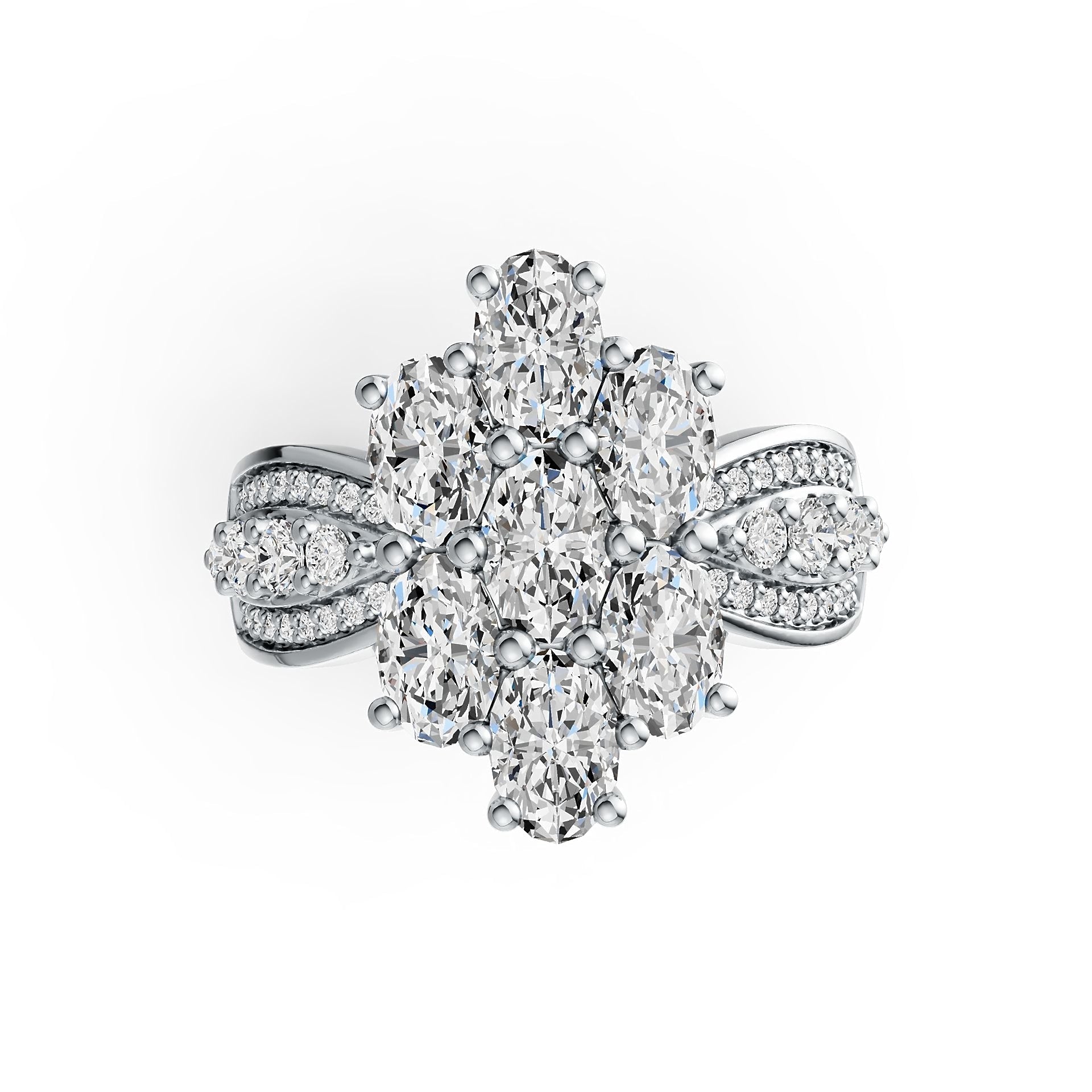 14K Gold Semi Mount Ring Setting Oval OV 6X4mm with White Topaz Diamond Accent DHJ