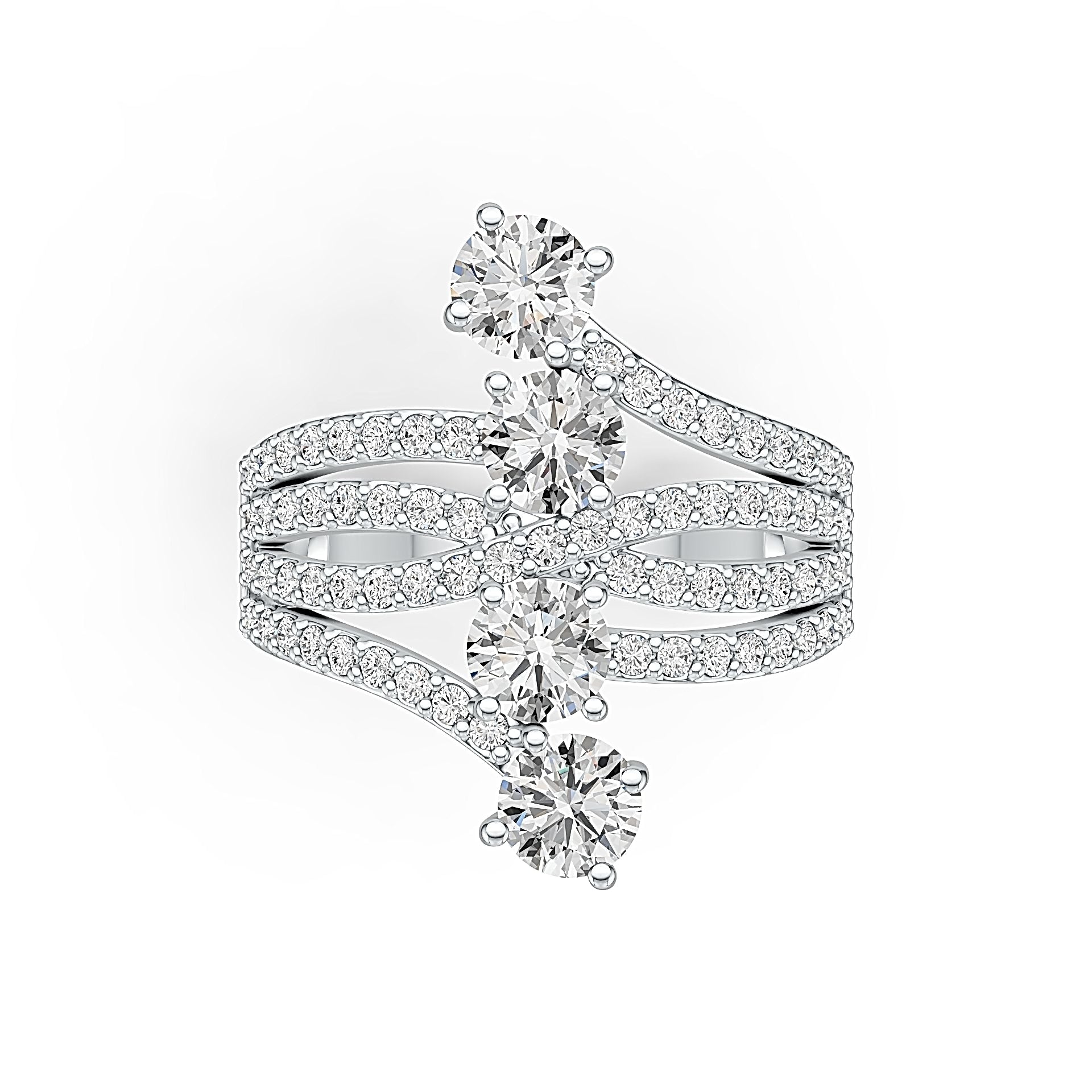 Platinum Semi Mount Ring Setting Round RD 5x5mm Diamond Accent DHJ
