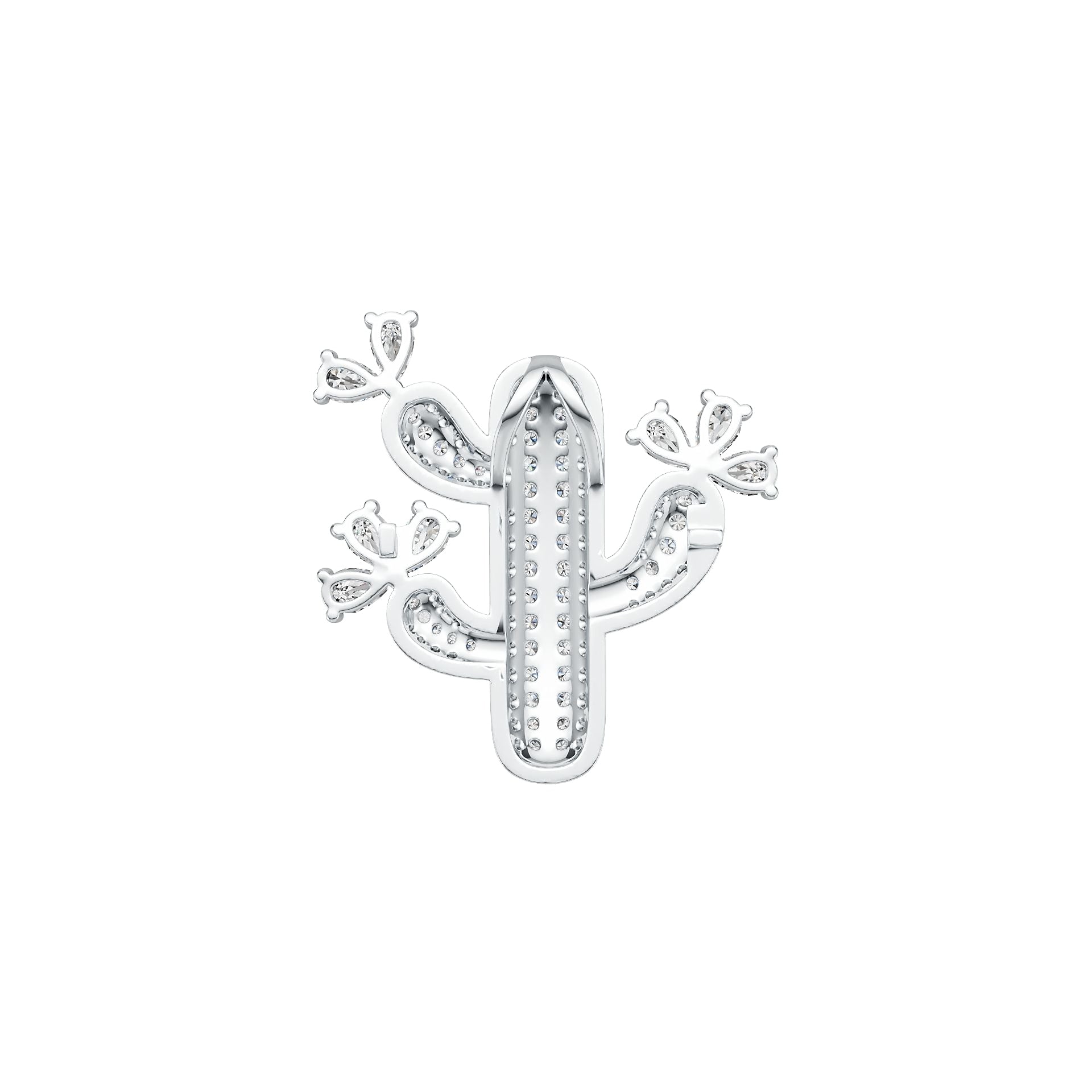 Sterling Silver Semi Mount Pendant Setting Pear PE 5X3mm Cactus Theme DHJ