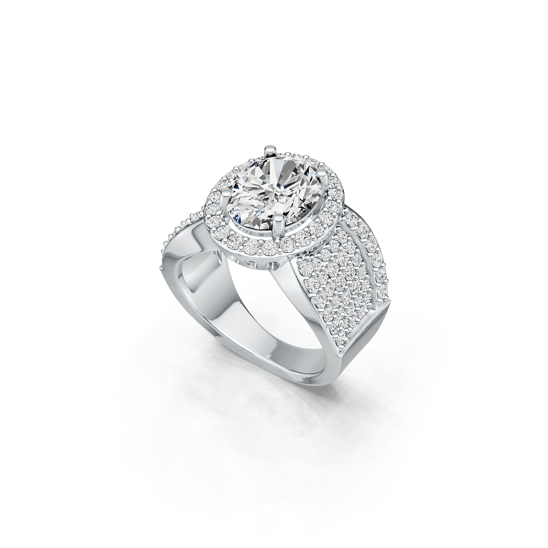 18K Gold Semi Mount Ring Setting Oval OV 10X8mm Diamond Accent DHJ