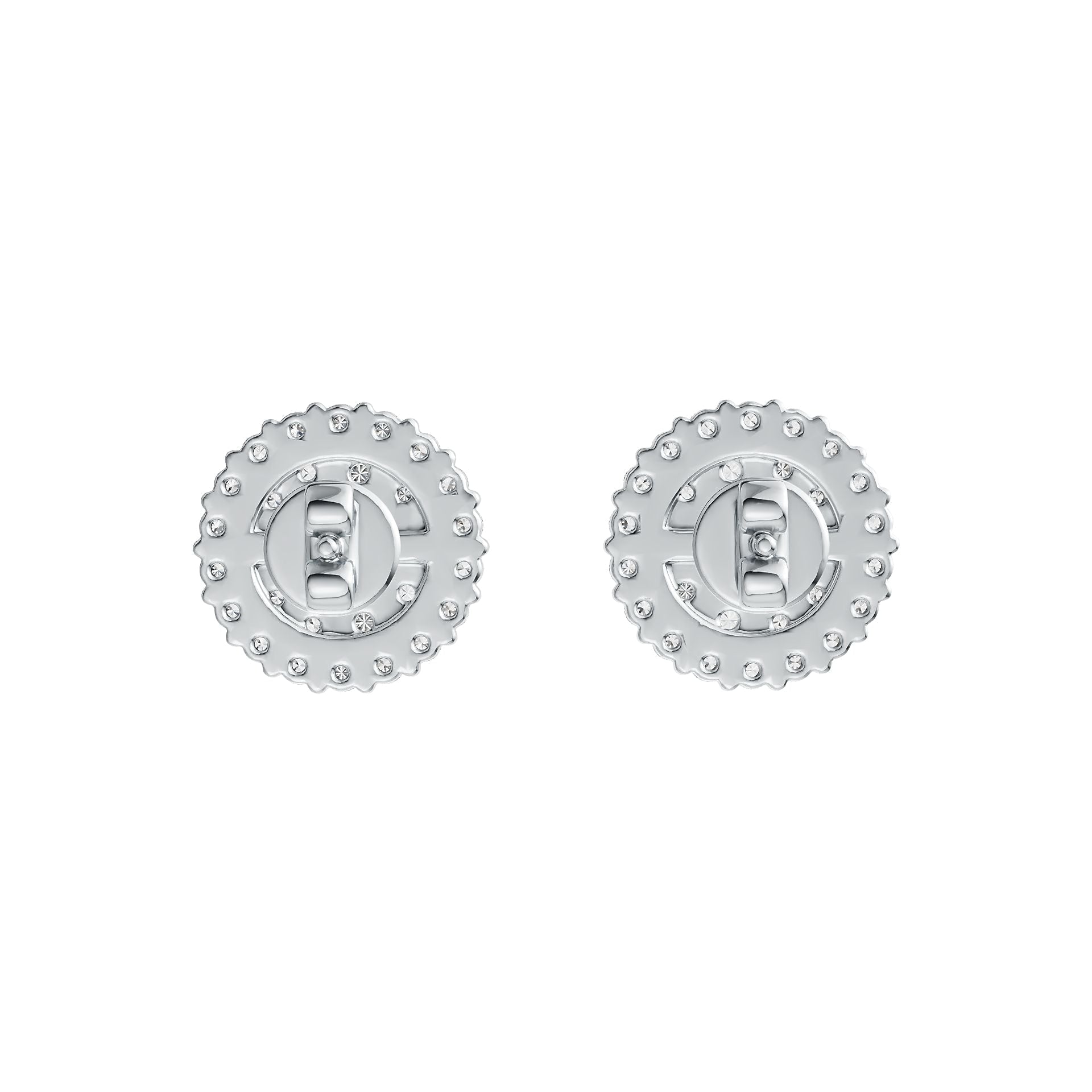 14K Gold Earrings Cluster Round Shaped Stud with White Topaz or Moissanite Diamond Accent DHJ