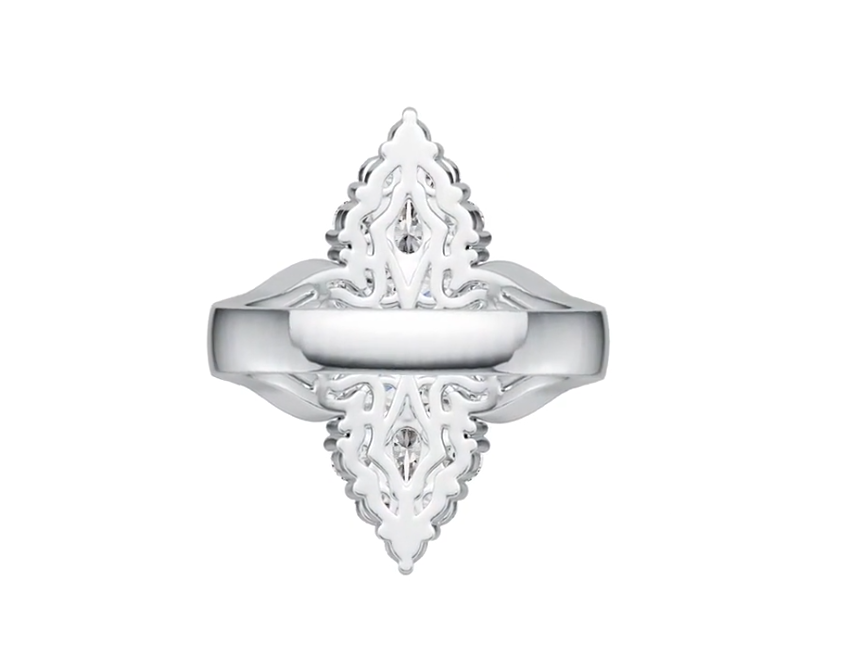Platinum Semi Mount Ring Setting Oval OV 5X3mm PE 5X3mm Diamond Accent DHJ