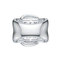 Sterling Silver Ring Buckle Belt Theme with White Topaz or Moissanite Syzjewelry