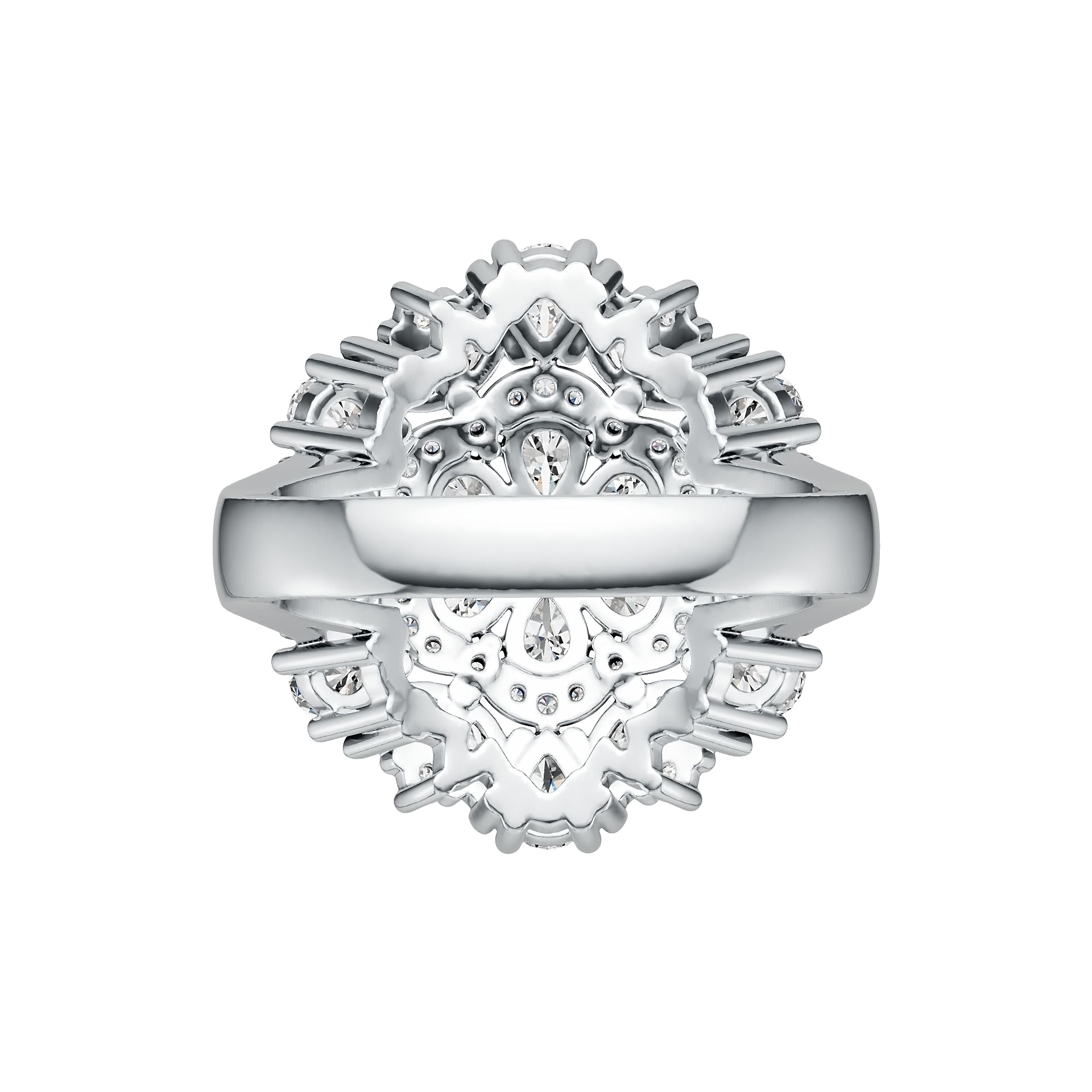 Sterling Silver Ring with White Topaz or Moissanite Cluster Cocktail Flower Theme DHJ