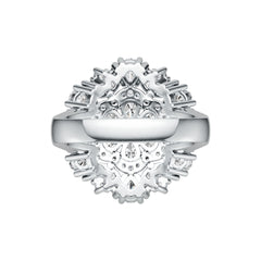 Sterling Silver Ring with White Topaz or Moissanite Cluster Cocktail Flower Theme DHJ