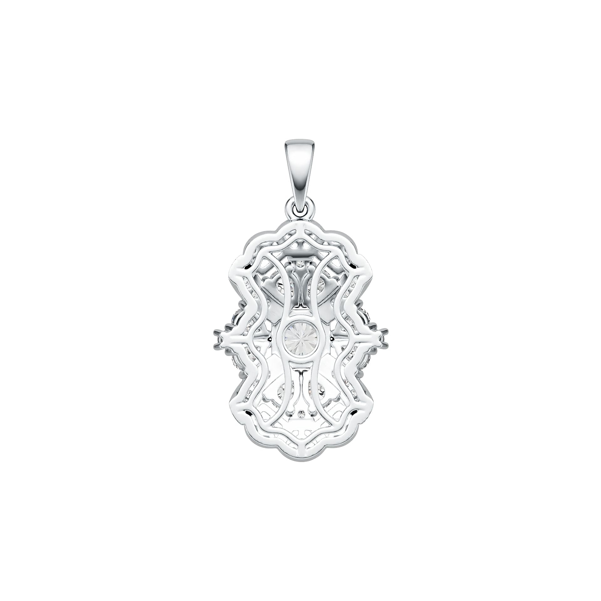 Platinum Semi Mount Pendant Setting Round RD 5X5mm Diamond Accent DHJ