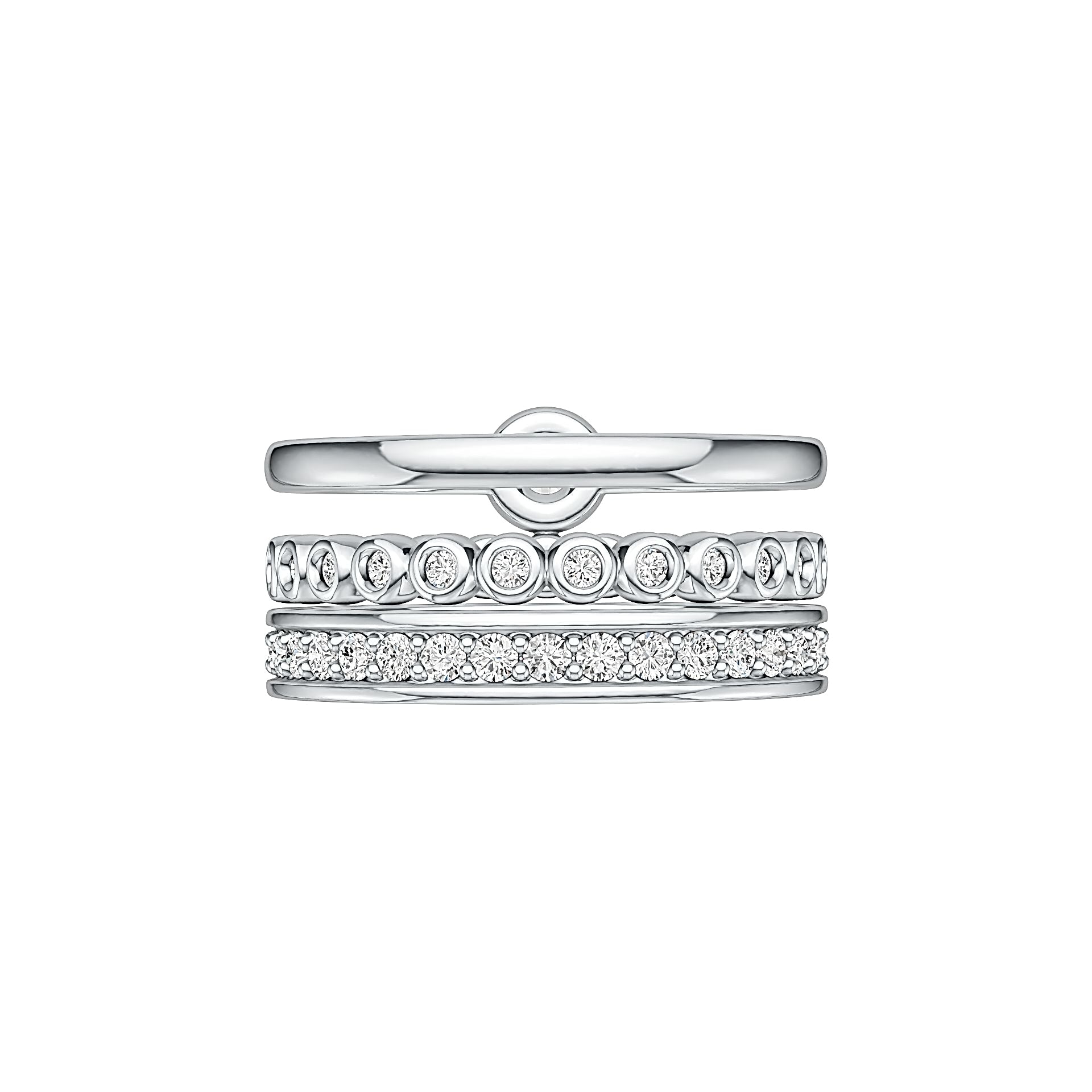 Sterling Silver Semi Mount Ring Setting Round RD 3.5mm Stackable Rings with White Topaz - Syzjewelry