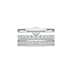 Sterling Silver Semi Mount Ring Setting Round RD 3.5mm Stackable Rings with White Topaz - Syzjewelry
