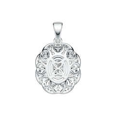 Sterling Silver Semi Mount Pendant Setting Oval OV 7X5mm with White Topaz DHJ