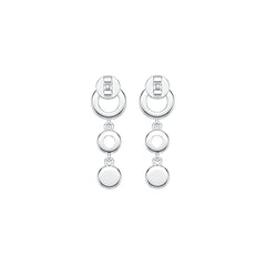 Sterling Silver Triple Circle Drop Dangle Earrings with White Topaz or Moissanite DHJ