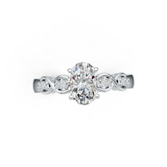10K Gold Semi Mount Ring Setting Oval OV 8X6mm Infinity Band Moissanite Accent DHJ