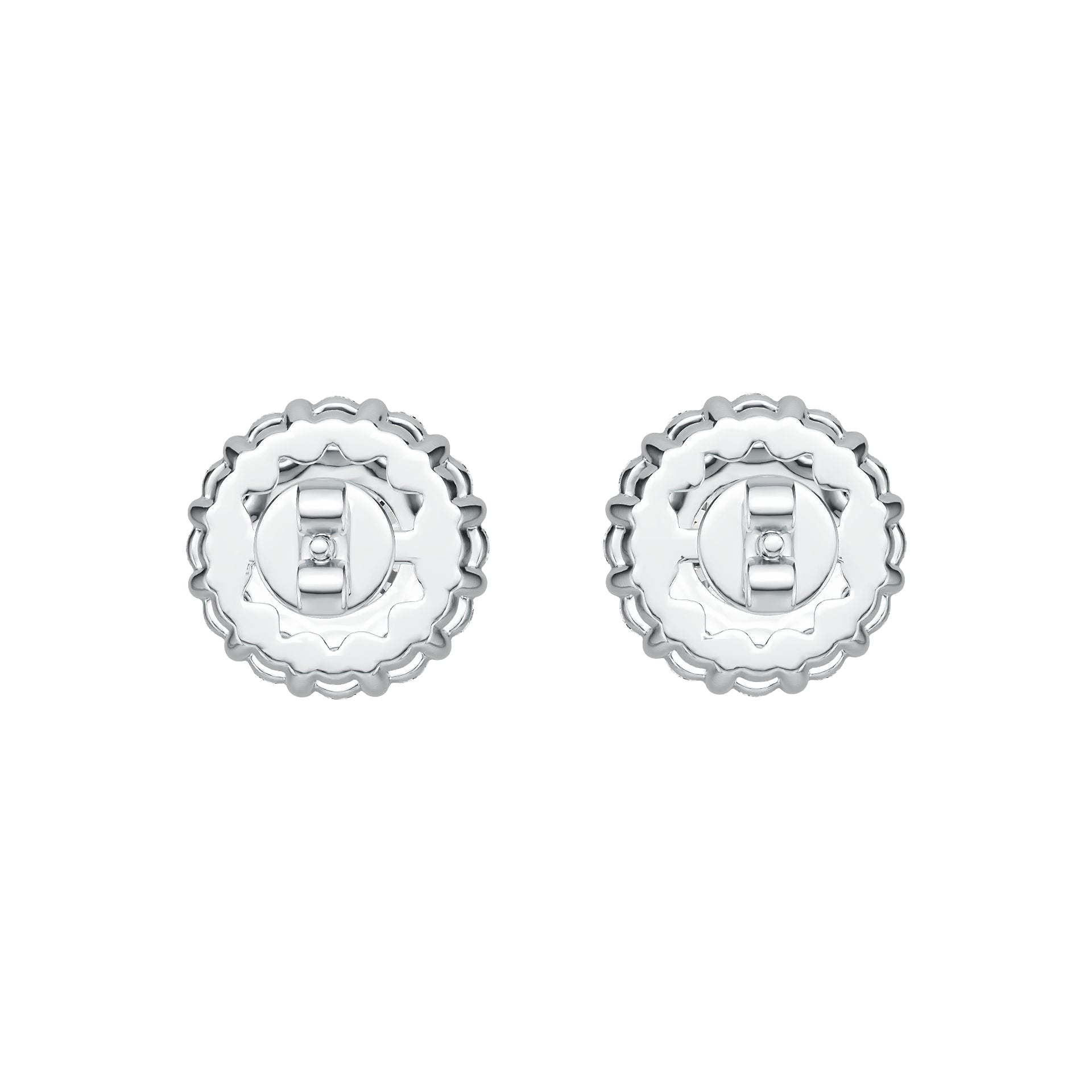 Sterling Silver Semi Mount Earrings Setting Round RD 6x6mm Halo DHJ