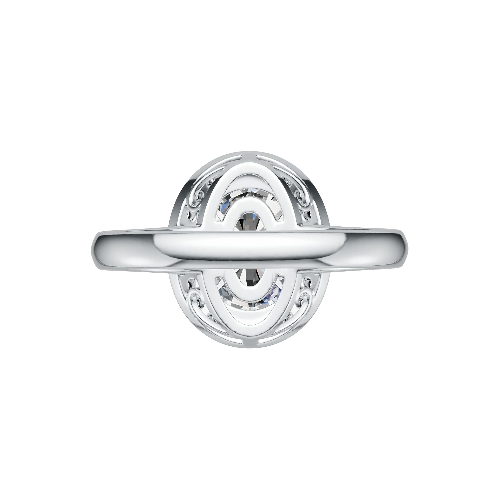 14K Gold Semi Mount Ring Setting Oval OV 12X10mm TRI 4X4mm Diamond Accent DHJ