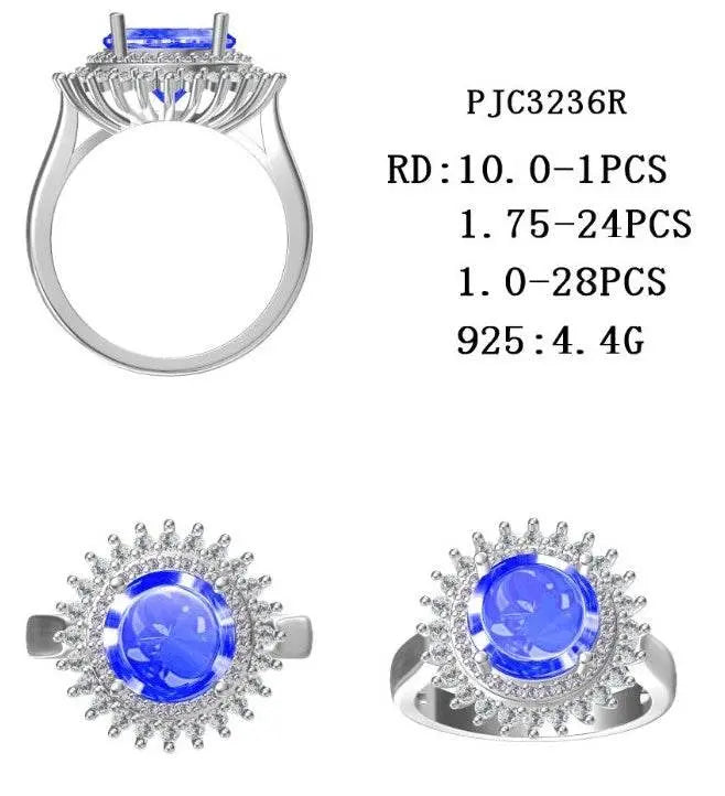 14K Gold Semi Mount Ring Setting Round RD 10x10mm Double Halo Diamond Accent DHJ