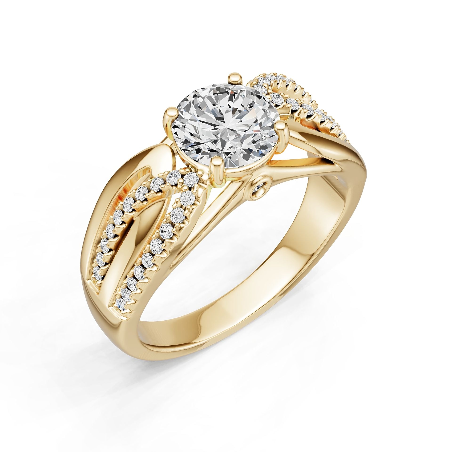 18K Gold Semi Mount Ring Setting Round Ro 6x6mm Diamond Accent Syz Jewelry