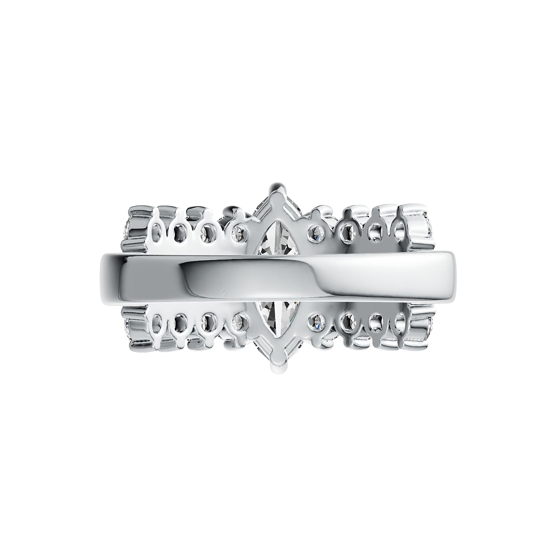 Sterling Silver Semi Mount Ring Setting Marquise MQ 12X6mm with White Topaz DHJ