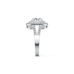 10K Gold Semi Mount Ring Setting Oval OV 8X6mm Double Halo Split Shank Moissanite Accent DHJ