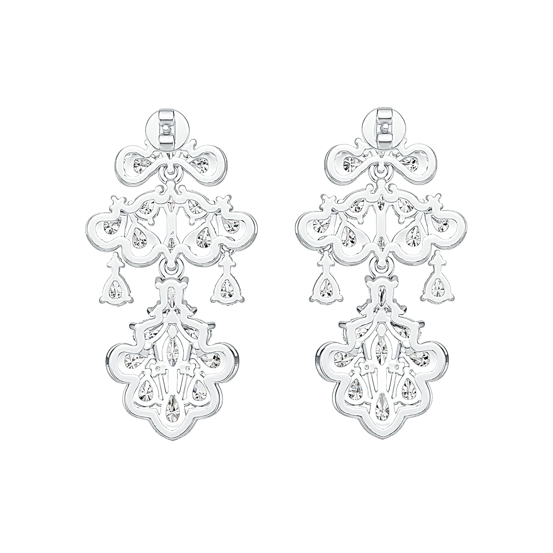 Sterling Silver Semi Mount Earrings Setting Pear PE 5X3mm with White Topaz DHJ