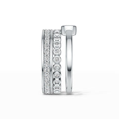 18K Gold Semi Mount Ring Setting Round RD 3.5mm Stackable Rings with White Topaz Diamond Accent DHJ