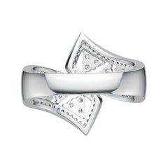 Sterling Silver Bypass Ring with White Topaz or Moissanite DHJ