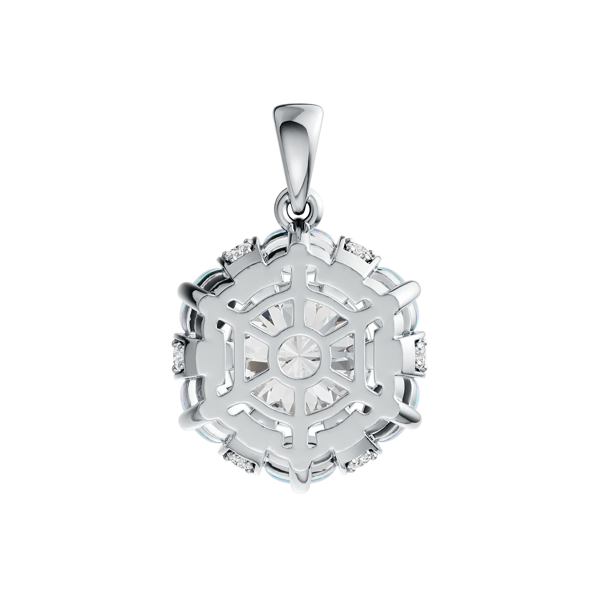 Sterling Silver Semi Mount Pendant Setting Round RD 10x10mm OV Cabochon 5X4mm DHJ