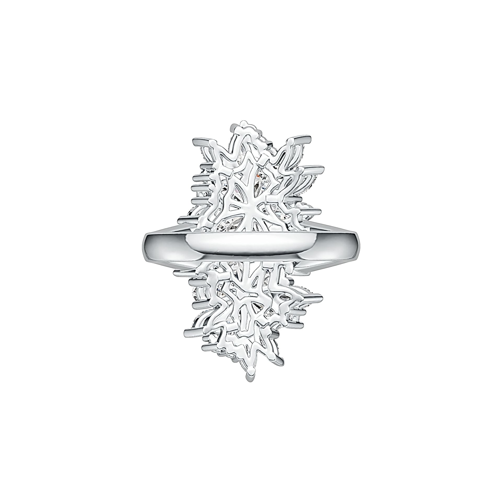 Platinum Cluster Ring Floral Theme with White Topaz or Moissanite Diamond Accent DHJ
