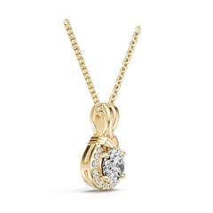 14K Gold Semi Mount Pendant Setting Round Ro 5x5mm Diamond Accent Syz Jewelry