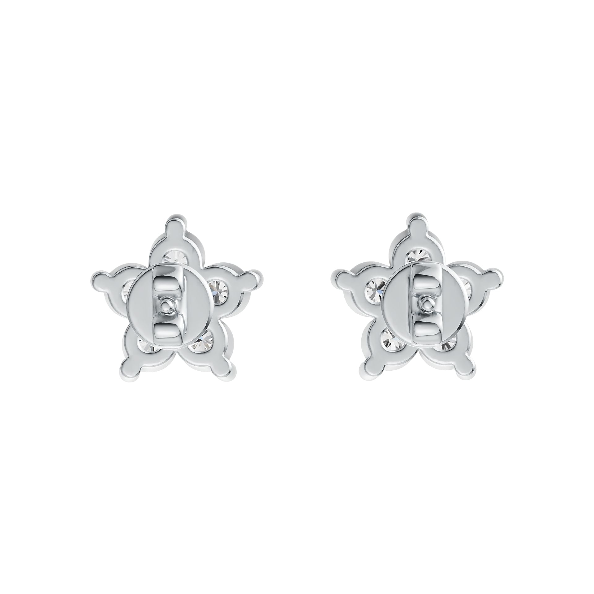 Sterling Silver Earrings with White Topaz or Moissanite Star Theme DHJ