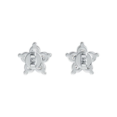 Sterling Silver Earrings with White Topaz or Moissanite Star Theme DHJ