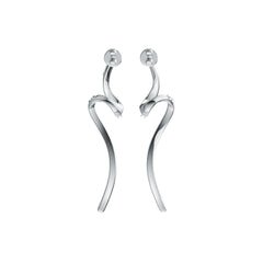 Sterling Silver Earrings with White Topaz or Moissanite Wavy Waterfall Theme DHJ