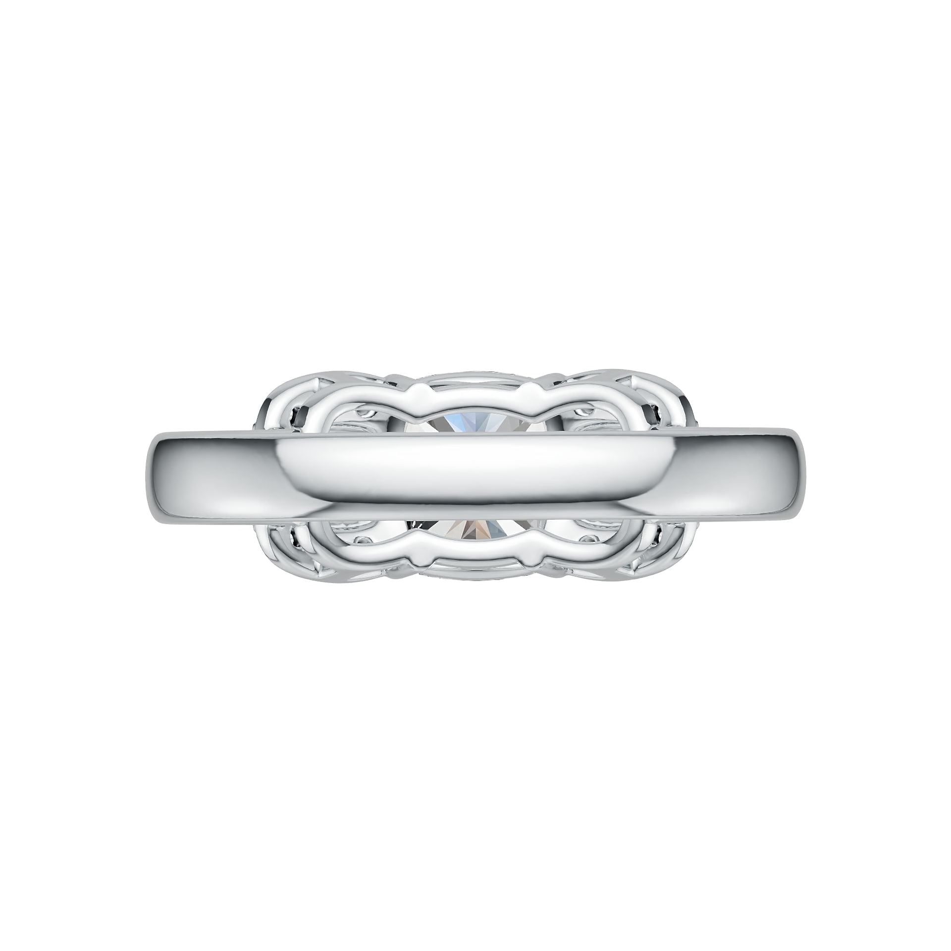 18K Gold Semi Mount Ring Setting Cushion CU 7.5X7.5mm CU 4X4mm Diamond Accent DHJ