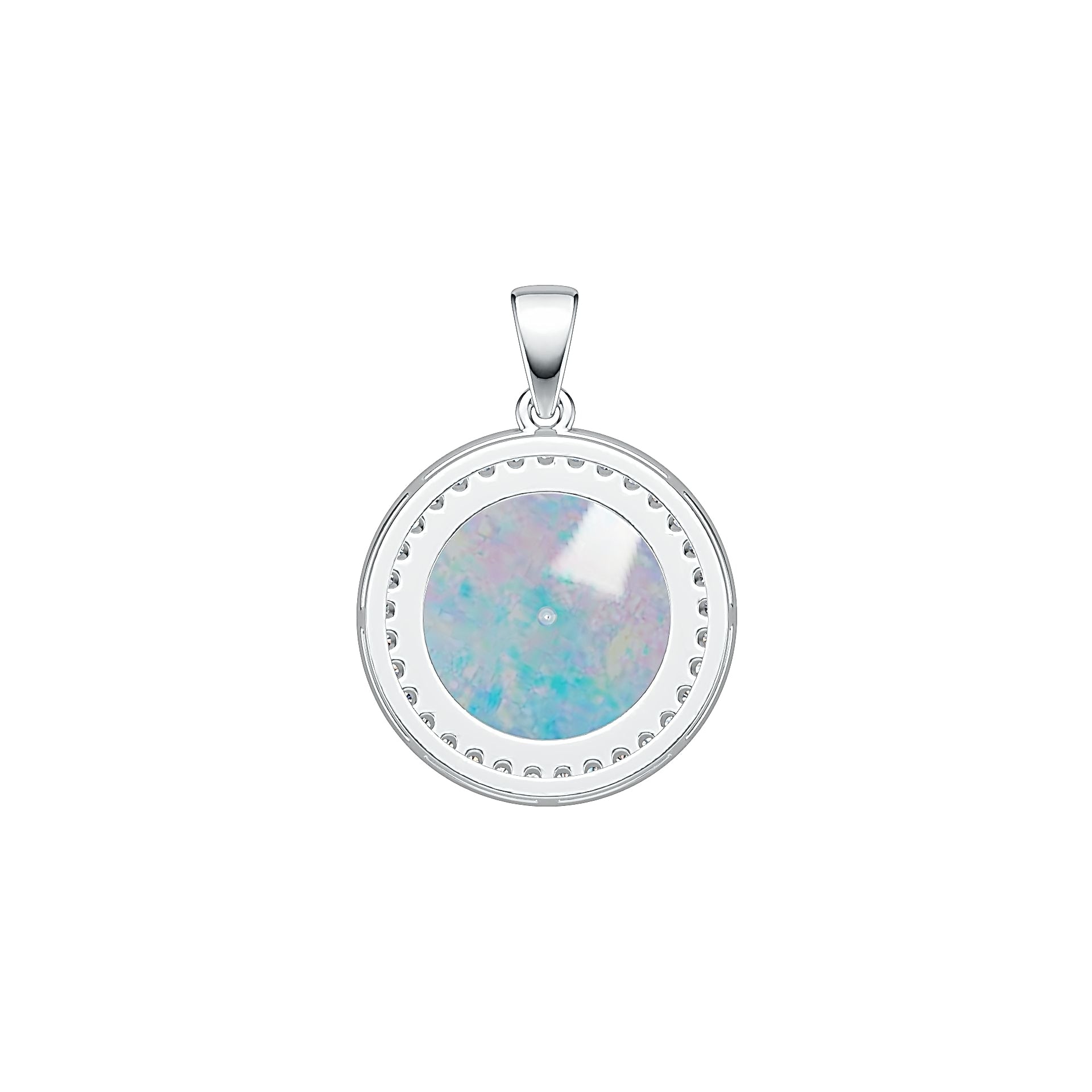 Sterling Silver Semi Mount Pendant Setting Round RD 15X15mm Cabochon Halo DHJ