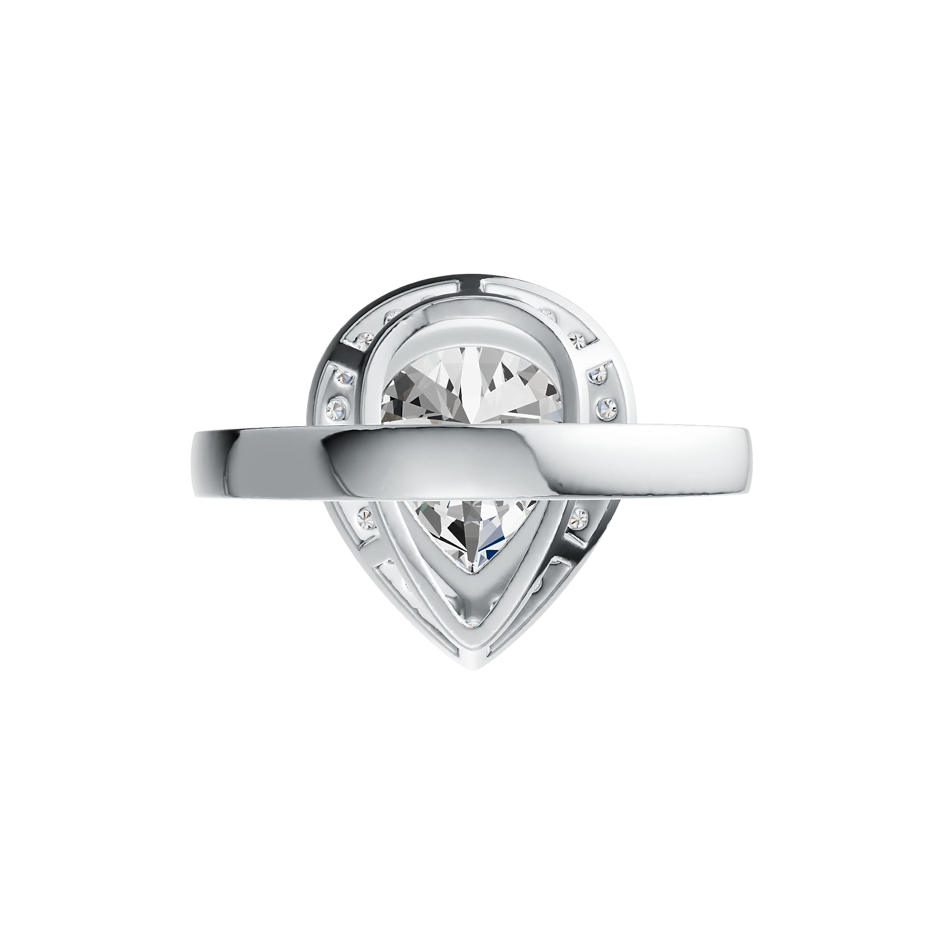 14K Gold Semi Mount Ring Setting Pear PE 12X10mm Halo Diamond Accent DHJ