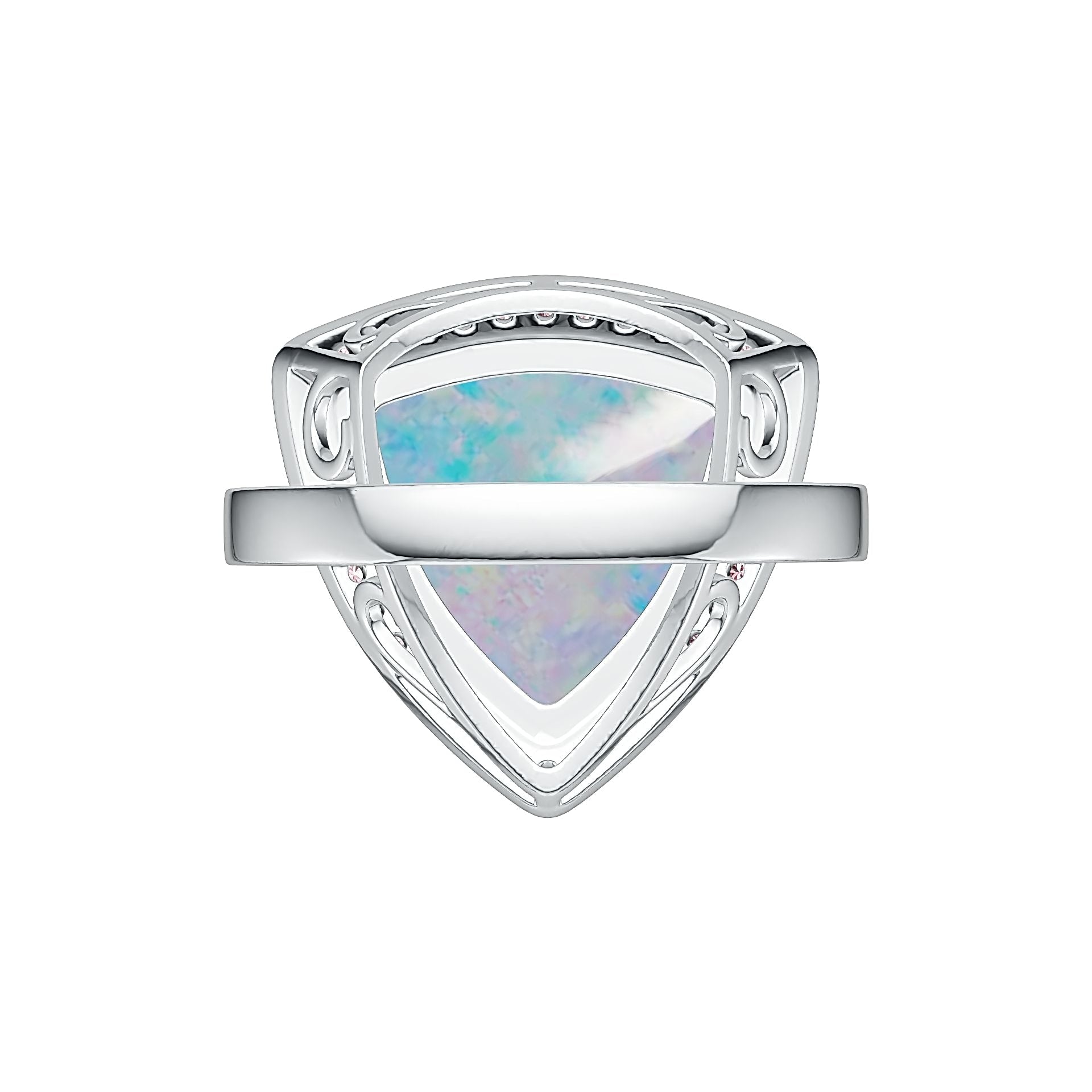 10K Gold Semi Mount Ring Setting Trillion TRI 15.5X15.5mm with Moissanite Accent DHJ