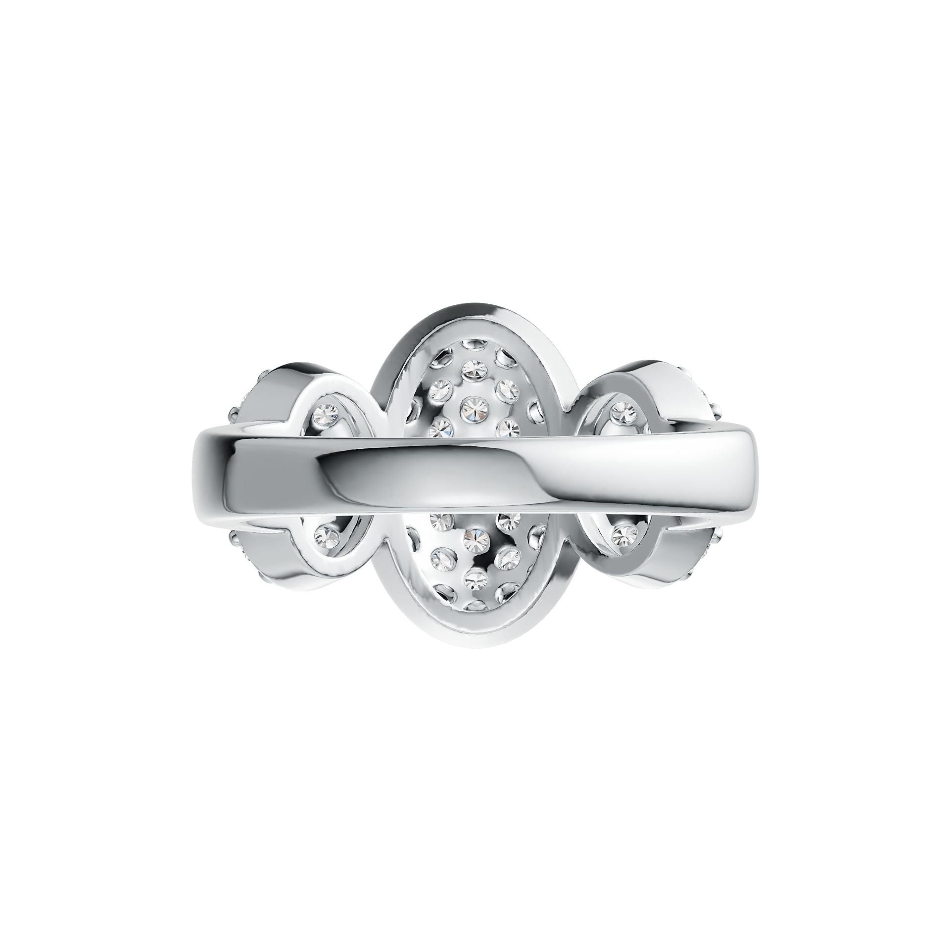 Sterling Silver Oval-Shaped Cocktail Ring with White Topaz or Moissanite DHJ