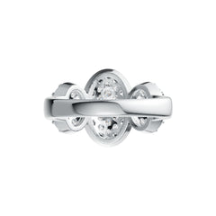Sterling Silver Oval-Shaped Cocktail Ring with White Topaz or Moissanite DHJ