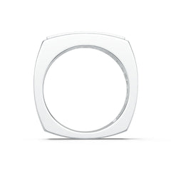 Platinum Semi Mount Ring Setting Princess SQ 4X4mm Men's Channel Bezel Band Ring Old Euro Shank Diamond Accent DHJ