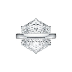 Sterling Silver Cluster Statement Ring with White Topaz or Moissanite DHJ