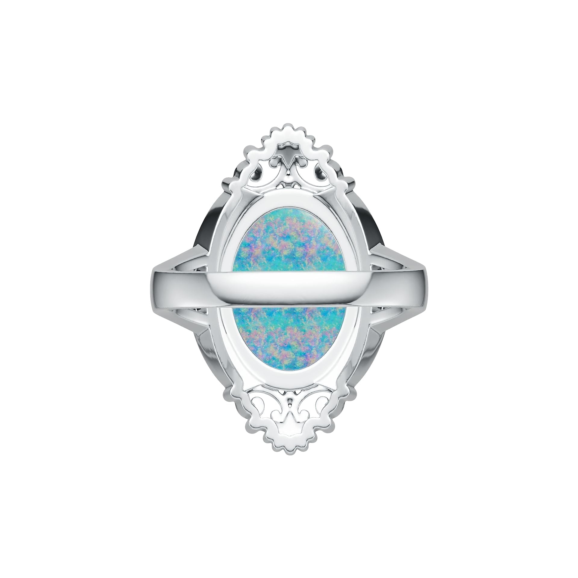 Platinum Semi Mount Ring Setting Oval OV 16X12mm Cabochon DHJ