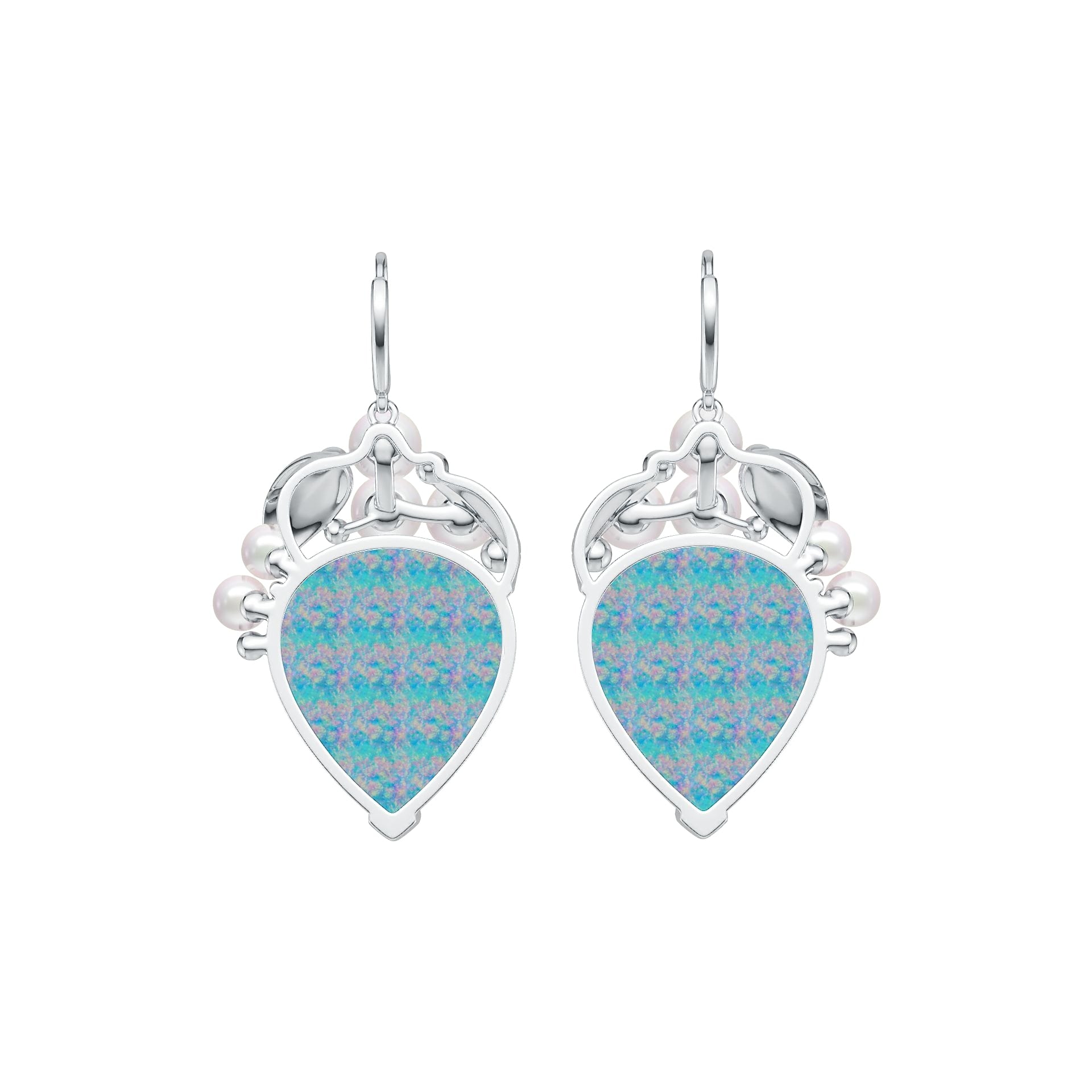 Sterling Silver Semi Mount Earrings Setting Pear PE 26X22mm Cabochon DHJ