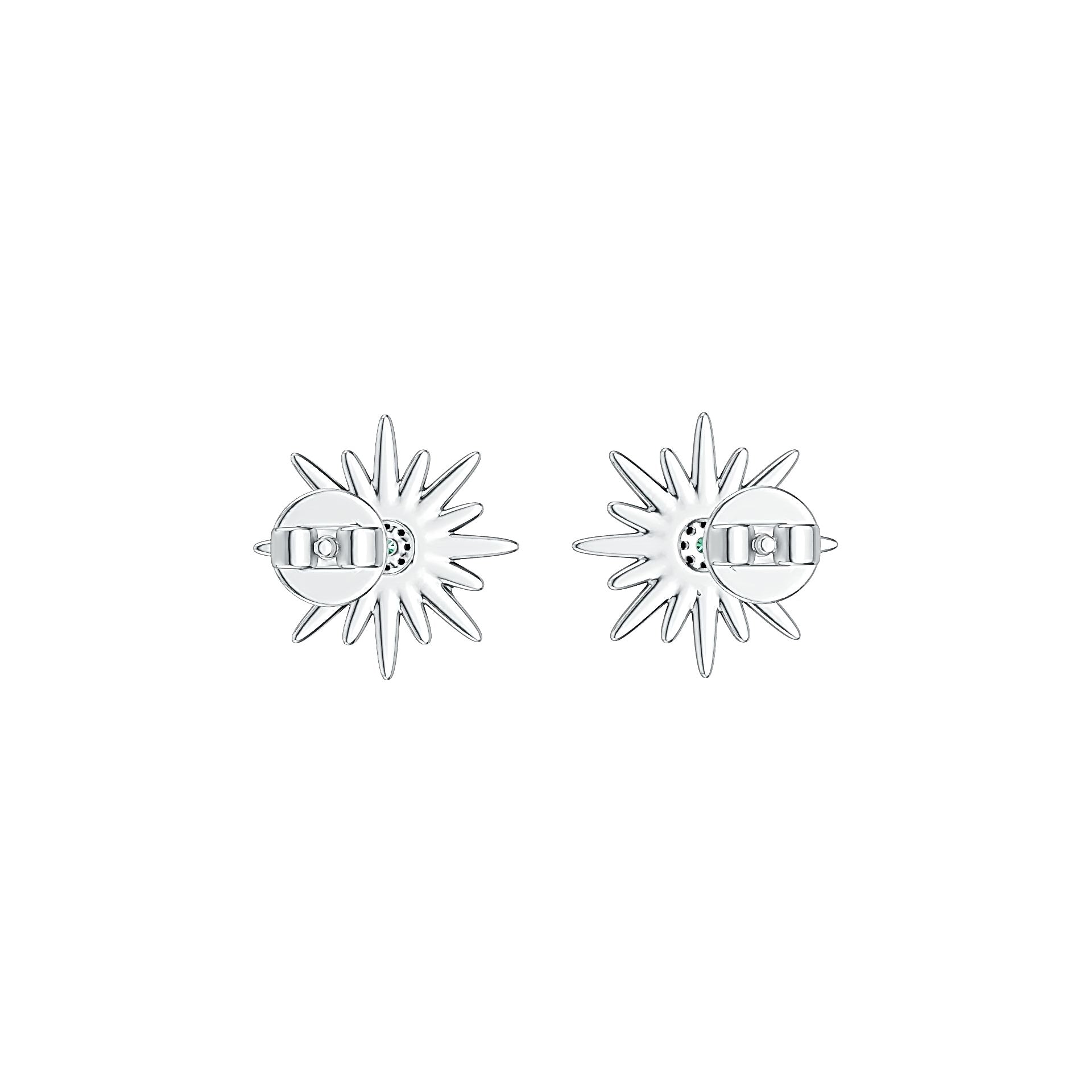 18K Gold Earrings Starburst Theme with or Moissanite Diamond Accent DHJ