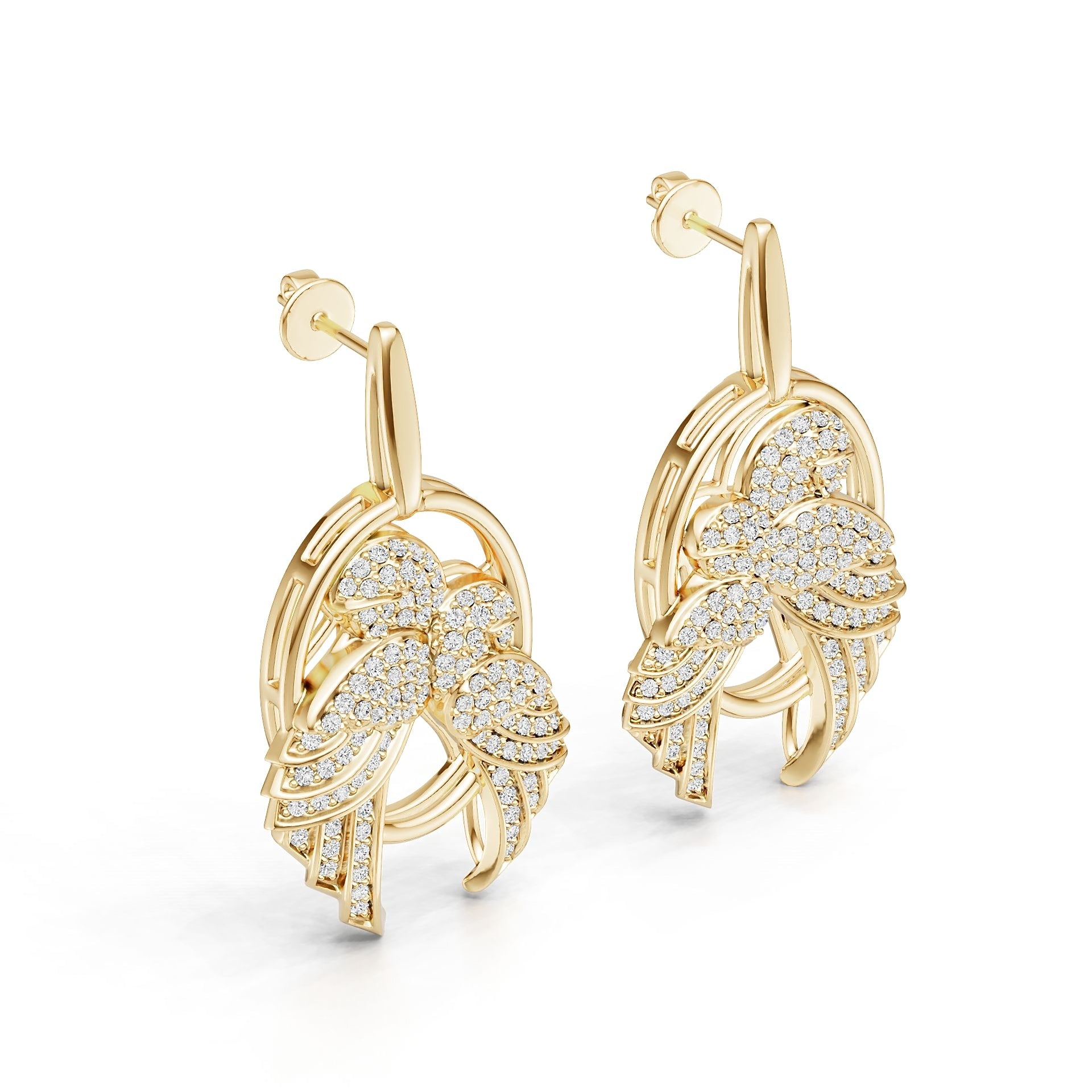 14K Gold Semi Mount Earrings Setting Round Ro 6x6mm Diamond Accent Syz Jewelry