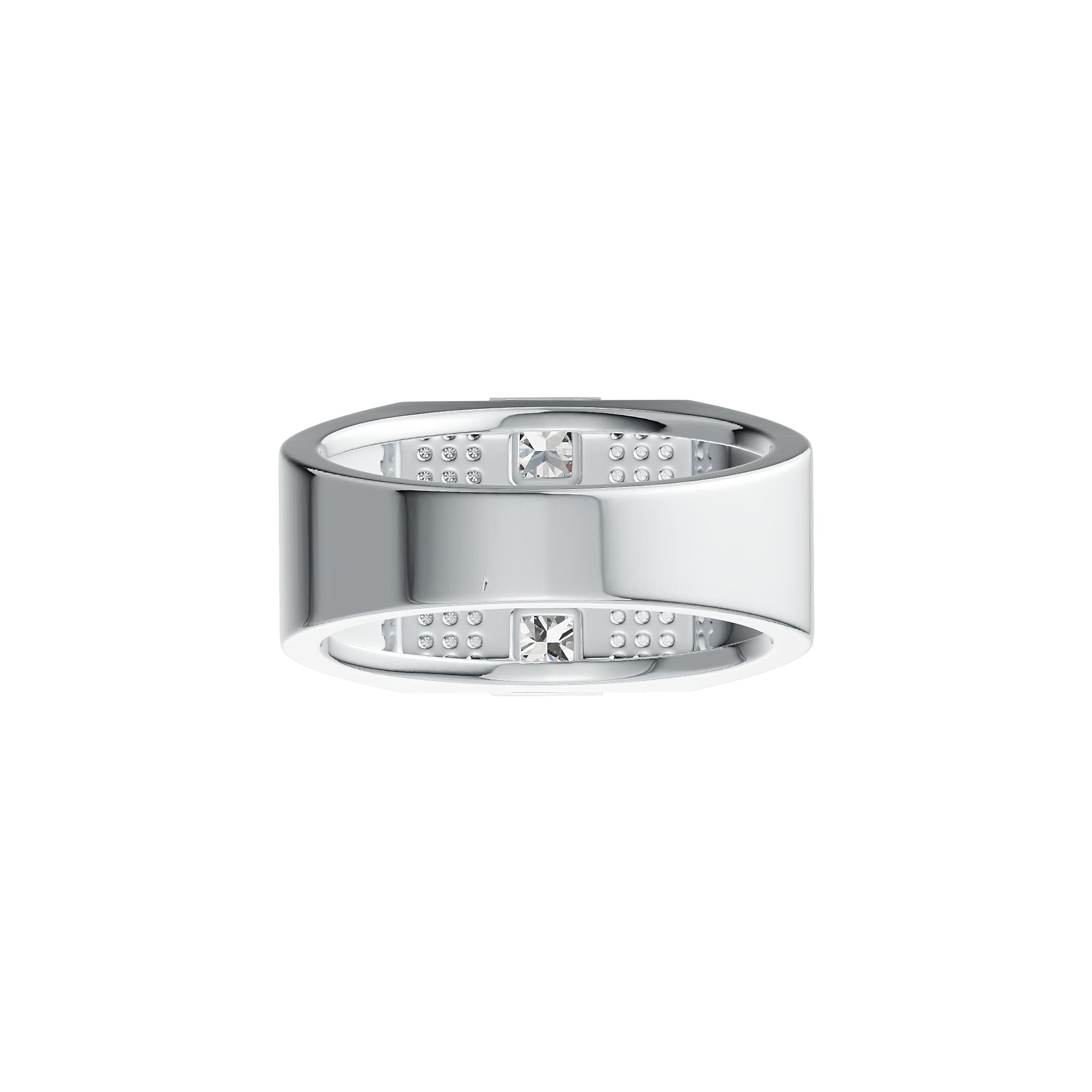Platinum Semi Mount Ring Setting Emerald OCT 4X4mm Diamond Accent DHJ