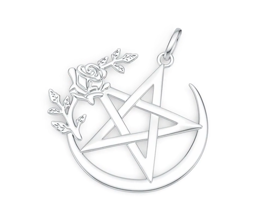 Sterling Silver Semi Mount Pendant Setting Rose Pentacle Pendant Syzjewelry