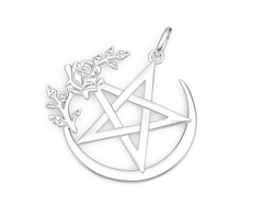 Sterling Silver Semi Mount Pendant Setting Rose Pentacle Pendant Syzjewelry