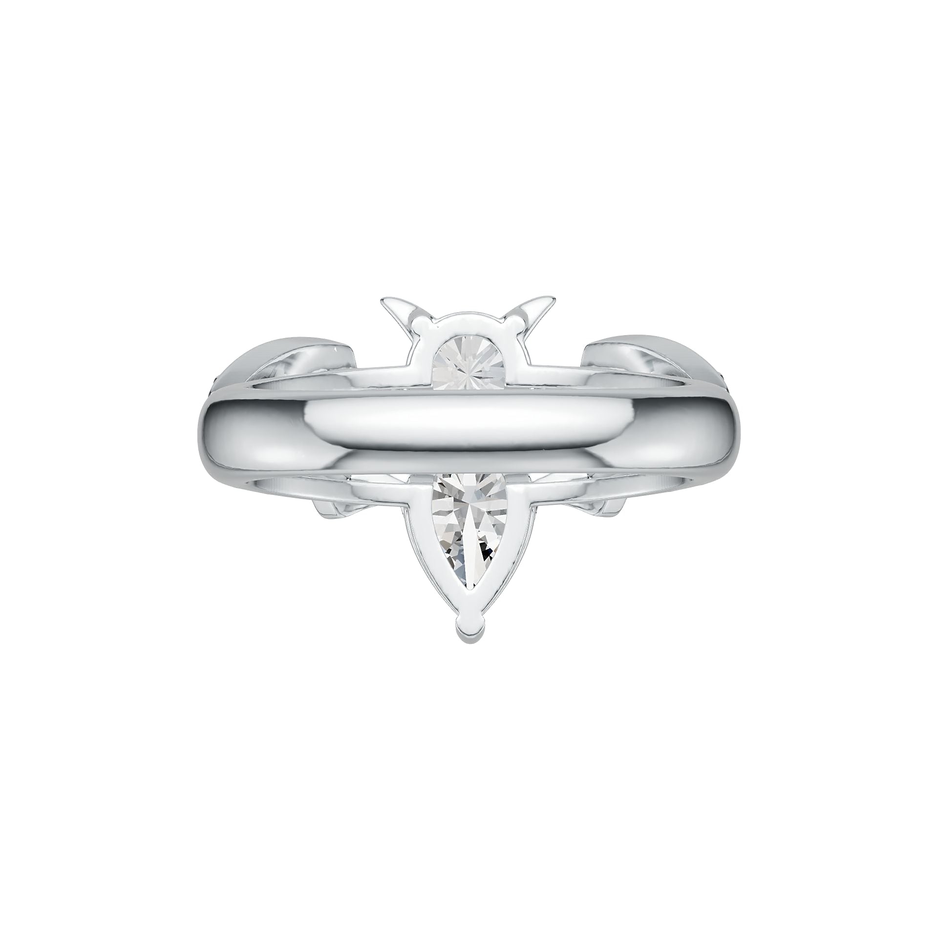 Sterling Silver Semi Mount Ring Setting Pear PE 9X6mm RD 6X6mm DHJ