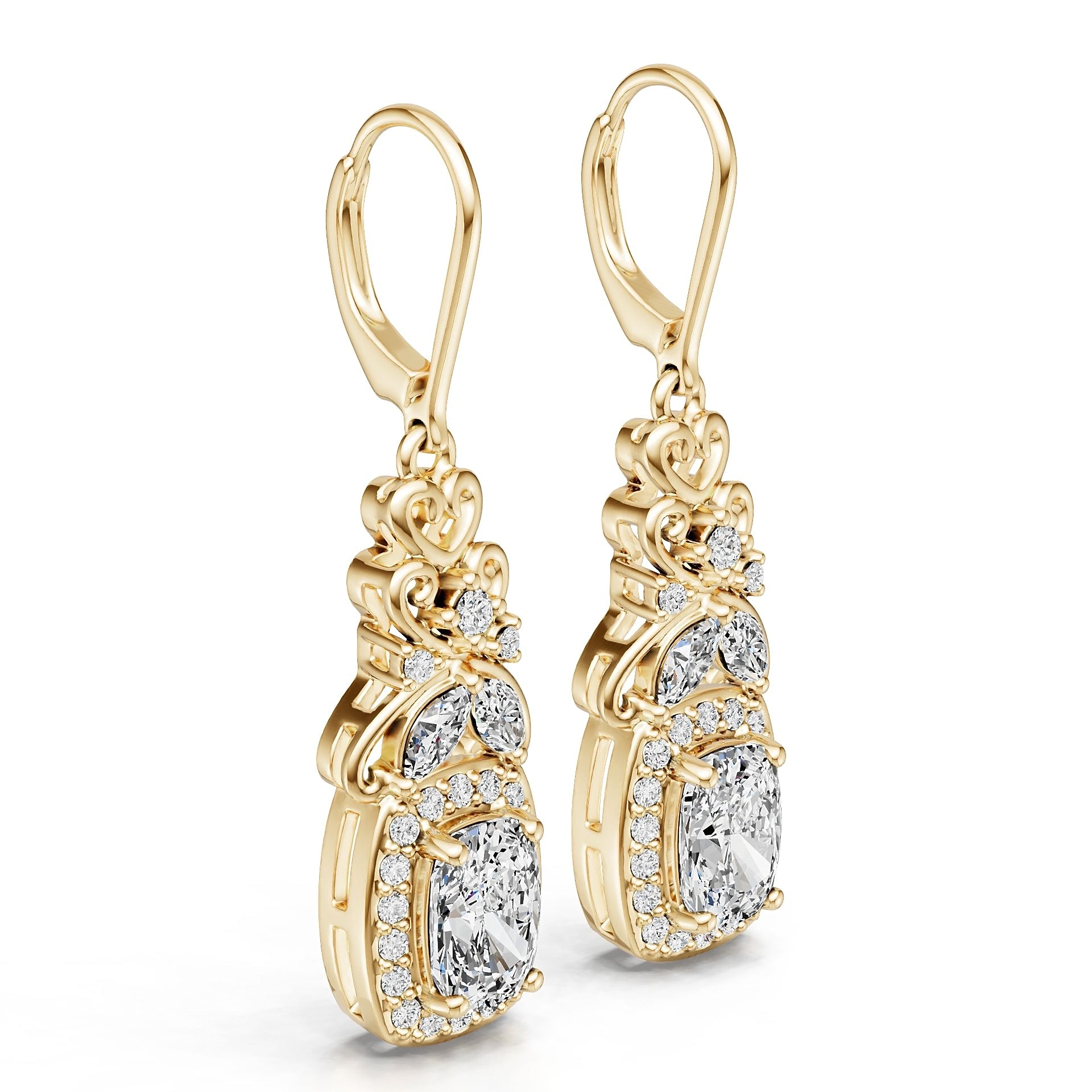 14K Gold Semi Mount Earrings Setting Round Ro 7x5mm Diamond Accent Syz Jewelry
