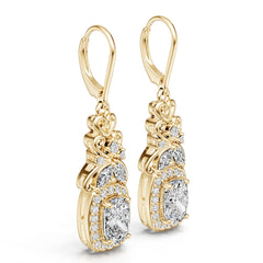 14K Gold Semi Mount Earrings Setting Round Ro 7x5mm Diamond Accent Syz Jewelry