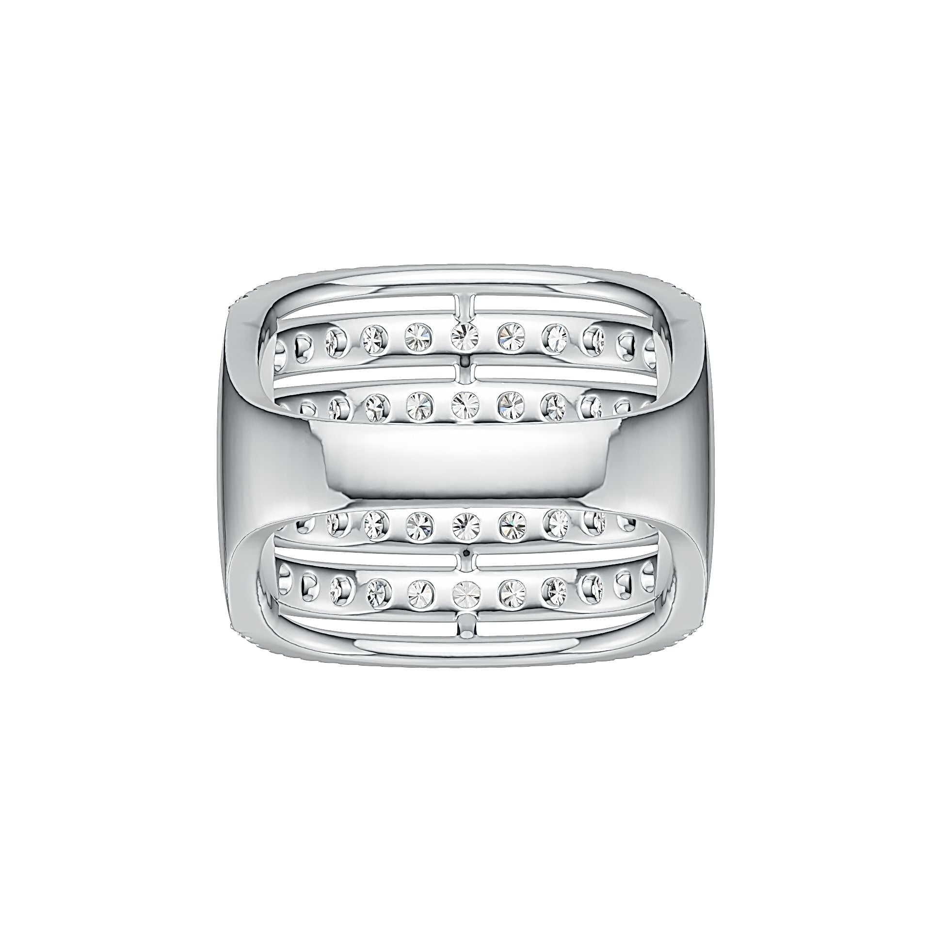 Sterling Silver Multi-Row Cocktail Ring with White Topaz or Moissanite DHJ